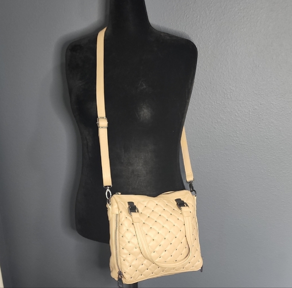 Steve Madden Beige Quilted Crossbody Bag